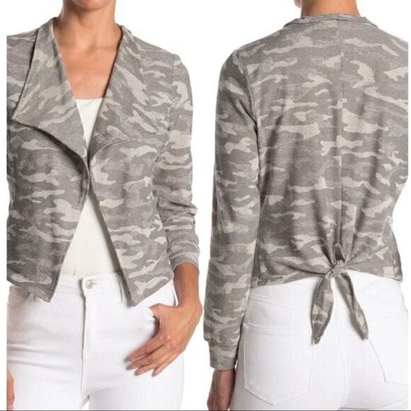 BB Dakota Now You See Me Camo Draped Tie Back Jacket - Picture 2 of 11